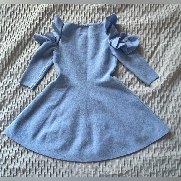 Milly Minis Blue Ruffled Fit and Flare Dress - Picture 3 of 7